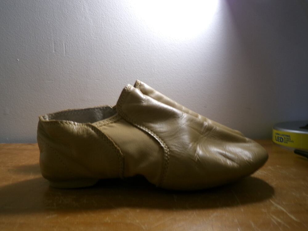 Dance Jazz Shoes Revolution 656 Kid 4M Tan Pull On Leather Split Sole